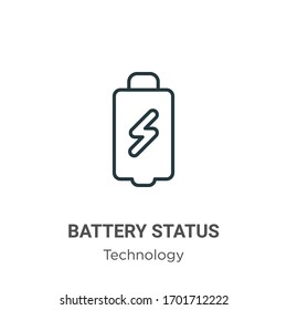 Icono vectorial del contorno del estado de la batería. Icono de estado de la batería negra en línea delgada, ilustración de elemento simple vector plano del concepto de tecnología editable trazo aislado en fondo blanco