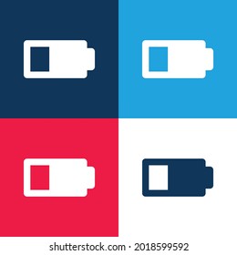 Battery Status Sign With Less Than Half Energy Charge blue and red four color minimal icon set