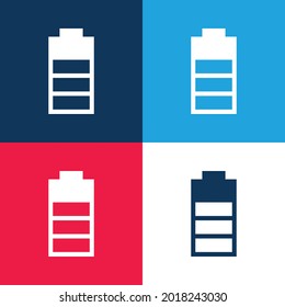Batteriestatus mit drei Vierteln der minimalen Symbolmenge für die Ladung blau und rot