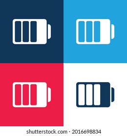 Battery Status With Three Quarters Charged blue and red four color minimal icon set