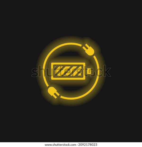 Battery Status yellow\
glowing neon icon