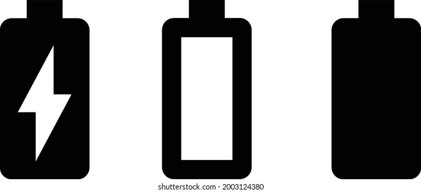 conjunto de iconos de paso de batería. Colección de logotipo de esquema negro de alta calidad para diseño de sitios web y aplicaciones de modo oscuro móvil. Ilustración vectorial en fondo blanco