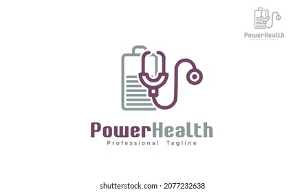 Battery stethoscope logo design. vector