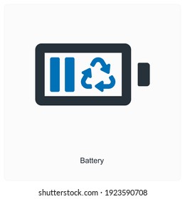 Concepto de ícono de batería y celda de almacenamiento