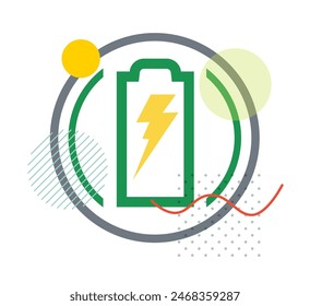 Battery Storage with Lighting Bolt - Fast Charging  - Stock Icon as EPS 10 File