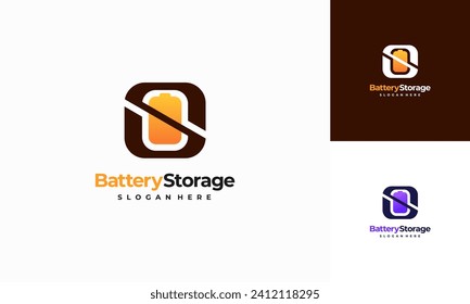 Battery Storage logo designs concept vector, Sustainable Battery Logo template