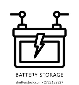 Ilustración Del Icono Del Contorno Del Almacenamiento De Batería Mini, Uso Para El Concepto Moderno, Impresión, Ui, Kit De La Ux, Web Y Desarrollo Del App. Vector Relacionado Con La Tecnología Verde Y Más