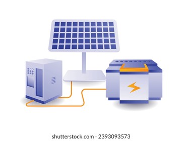 Battery Storing electrical energy solar panel infographic concept
