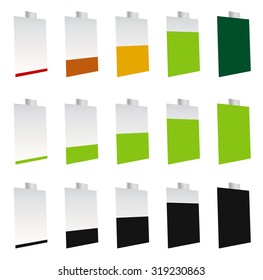 Battery strength / level indicators. Energy consumption / battery charging - recharging.