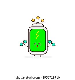 Battery strong cute character illustration