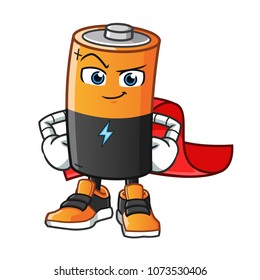 battery super hero mascot vector cartoon illustration