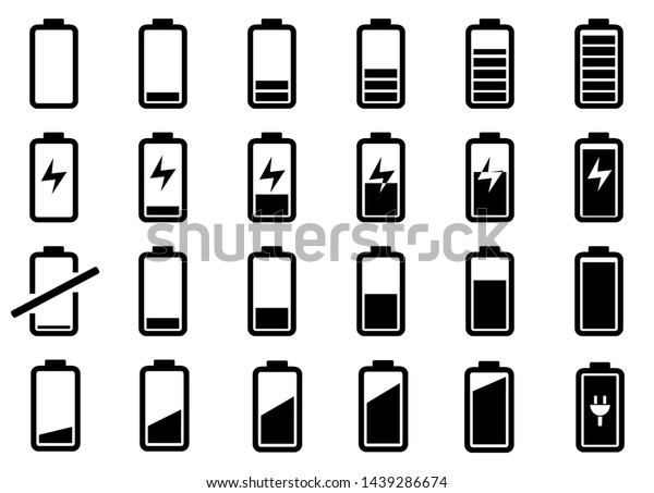 Battery Symbol Collection Vector Set Battery Stock Vector Royalty Free
