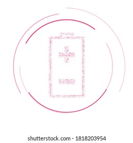 The battery symbol filled with pink dots. Vector illustration on white background