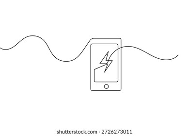 Battery symbol hand drawn in continuous line art style for minimalist tech design element