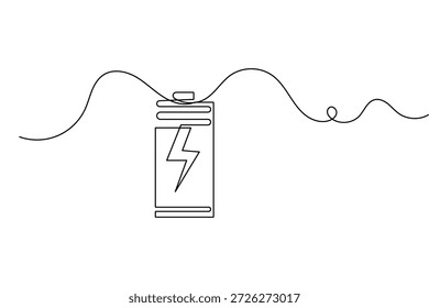 Símbolo de batería dibujado a mano en estilo de arte de línea continua para elemento de diseño tecnológico minimalista