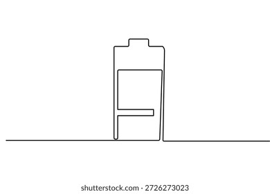Símbolo de batería dibujado a mano en estilo de arte de línea continua para elemento de diseño tecnológico minimalista