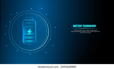 Battery technology concept. Charging technology speed wireless Ev tech, for car bus and gaming.