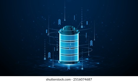 Battery technology concept with power circuit board. The future of fast electric battery charging	