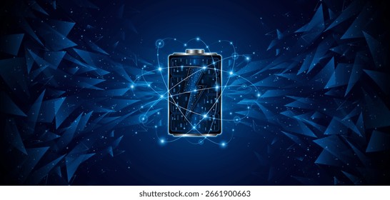Conceito de tecnologia de bateria com placa de circuito de alimentação. O futuro do carregamento rápido da bateria elétrica	