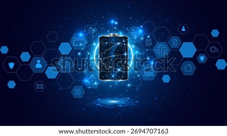 Battery technology concept with power circuit board. The future of fast electric battery charging	
