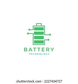 battery technology connect modern line logo design vector