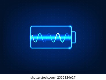 Die Batterietechnologie im Inneren hat eine Welle. bezieht sich auf die Batterie, in der elektrische Energie gespeichert ist, um elektrische Geräte mit Strom zu versorgen. Technologiekonzept, Vektorgrafik.