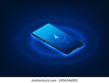 Battery technology Smartphones that have a Wireless Charging system, no need for wires, are an innovation that charges quickly and is convenient for users. The screen shows the charging symbol.