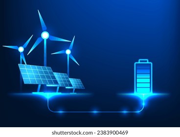 Battery technology that uses clean, natural energy to charge the environment does not harm the environment. With windmill and solar cells connected to batteries as backup power.