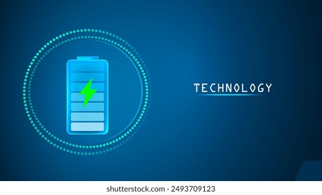 Hintergrund zur Vektorgrafik der Batterietechnologie. Ladeenergieschnittstelle, EV-Technik und Geschwindigkeit.