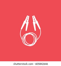Battery Terminal Flat Icon On Red Background