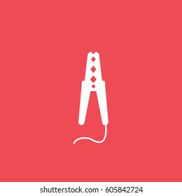 Battery Terminal Flat Icon On Red Background
