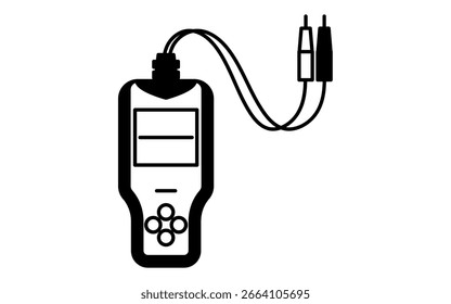 Battery tester simple line icon with cables and display, Vector Illustration