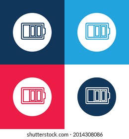 Battery Thin Outline Symbol In A Circle blue and red four color minimal icon set