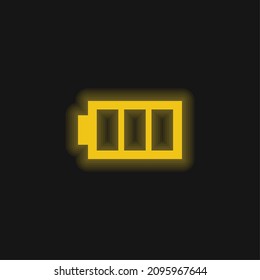 Battery With Three Empty Areas yellow glowing neon icon