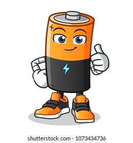 battery thumbs up mascot vector cartoon illustration
