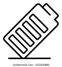 Battery tilted icon. Outline battery tilted vector icon for web design isolated on white background