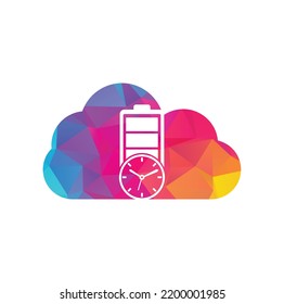 Battery time cloud shape concept logo design template. Speed charge energy logo vector.