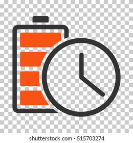 Battery Time EPS vector pictograph. Illustration style is flat iconic bicolor orange and gray symbol.