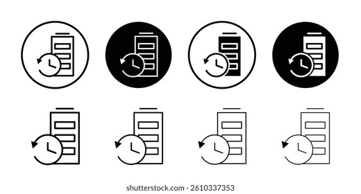 Battery time icon Flat fill set collection