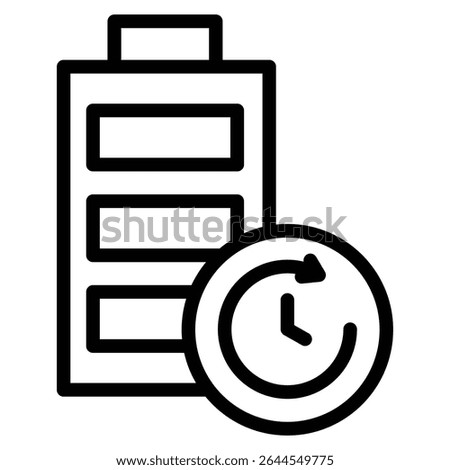 Battery time icon outline set sign