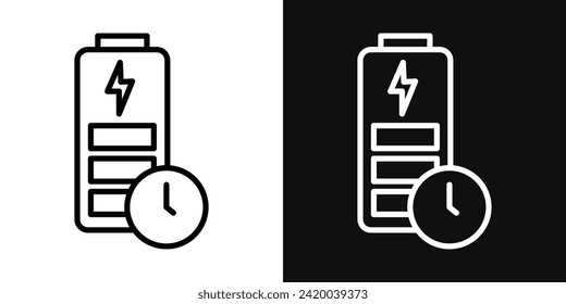 Battery time icon set. Vector illustration