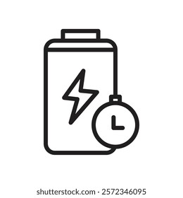 Battery time icon Vector flat thin line illustration