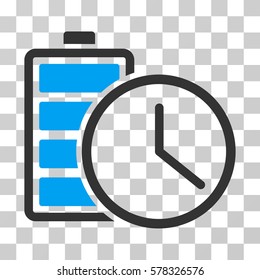 Battery Time icon. Vector illustration style is flat iconic bicolor symbol, blue and gray colors, transparent background. Designed for web and software interfaces.