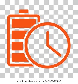 Battery Time icon. Vector illustration style is flat iconic symbol, orange color, transparent background. Designed for web and software interfaces.