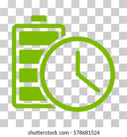 Battery Time icon. Vector illustration style is flat iconic symbol, eco green color, transparent background. Designed for web and software interfaces.