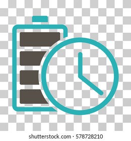 Battery Time icon. Vector illustration style is flat iconic bicolor symbol, grey and cyan colors, transparent background. Designed for web and software interfaces.