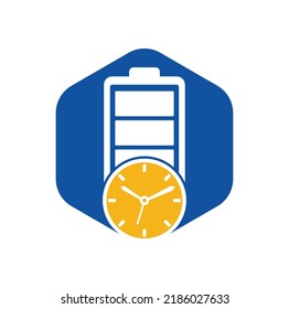 Plantilla de diseño del logotipo de tiempo de la batería. Vector del logotipo de la energía de carga de velocidad.
