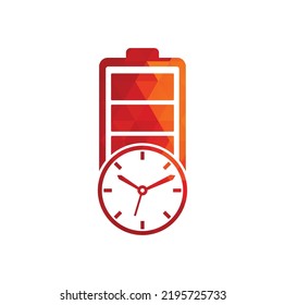 Battery time logo design template. Speed charge energy logo vector.