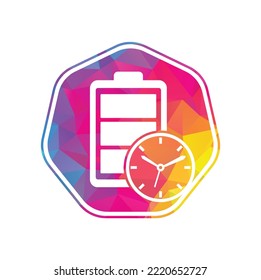 Battery time logo design template. Speed charge energy logo vector.