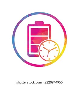 Battery time logo design template. Speed charge energy logo vector.